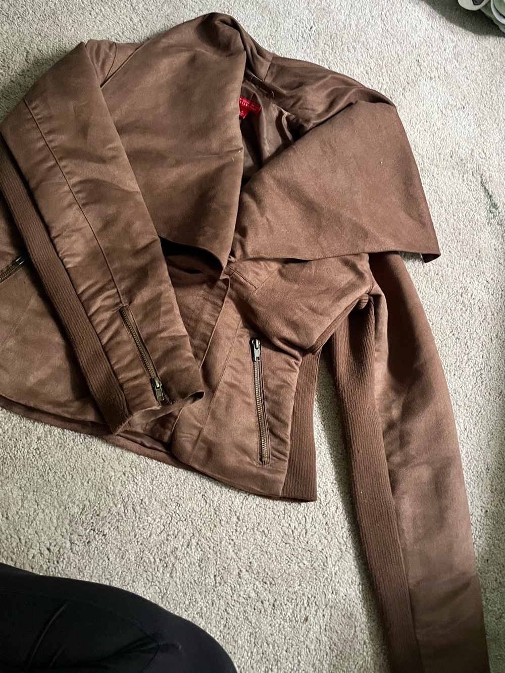 New York & Company Brown Suede Moto Jacket